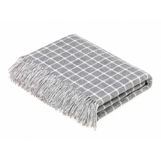 Bronte By Moon Merino Lambswool Throw | Athens Check | Grey