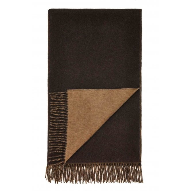 Bronte By Moon Merino Lambswool Throw | Double-sided | Chocolate & Camel