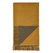 Merino Lambswool Throw | Double-sided | Gold & Loden Green