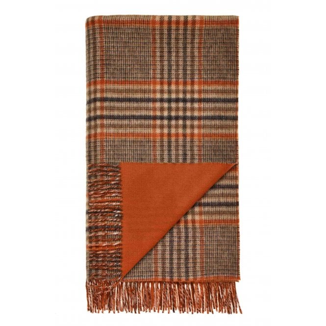 Bronte By Moon Merino Lambswool Throw | Estate Check | Orange