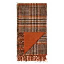 Merino Lambswool Throw | Estate Check | Orange