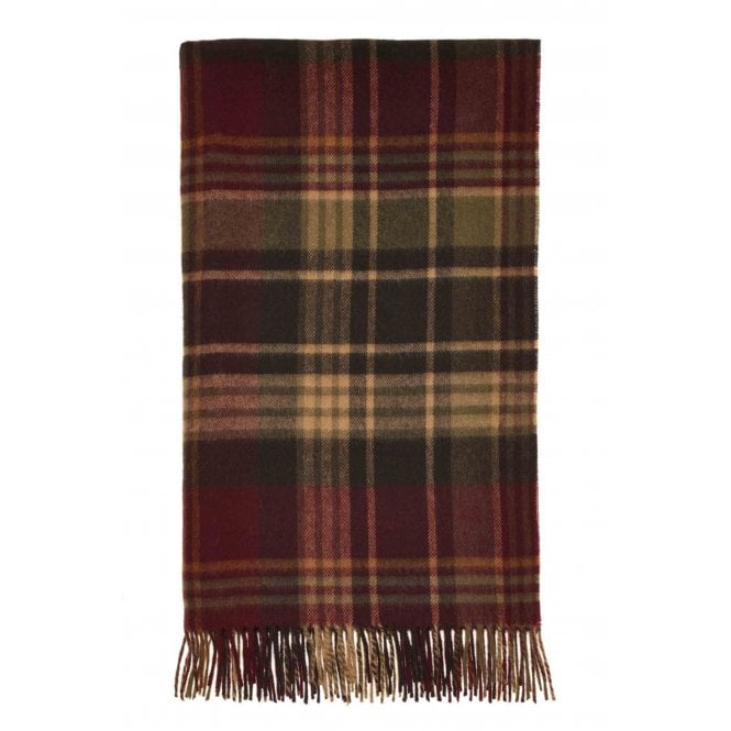 Bronte By Moon Merino Lambswool Throw | Estate Plaid | Burgundy