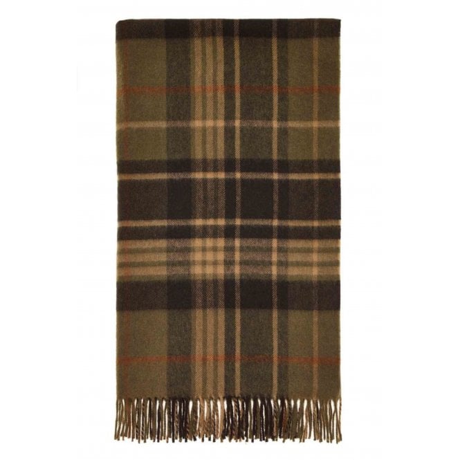 Bronte By Moon Merino Lambswool Throw | Estate Plaid | Olive