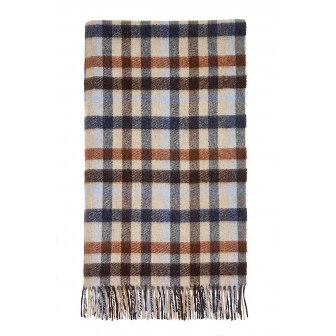 Bronte By Moon Merino Lambswool Throw | Multi Plaid | Navy & Rust