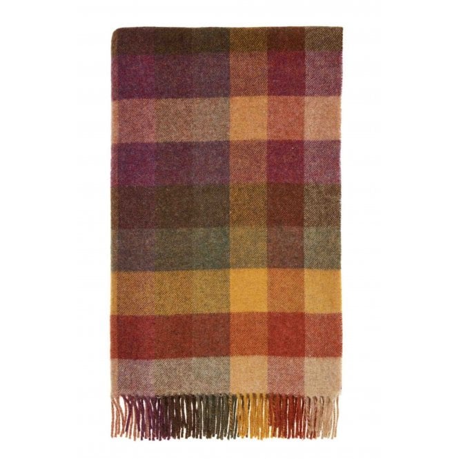 Bronte By Moon Pure New Wool Harlequin Check Throw | Autumn