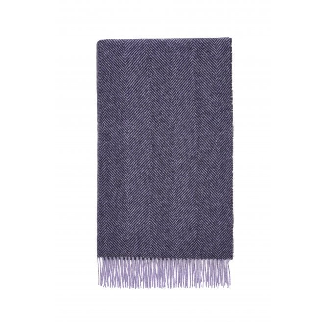 Bronte By Moon Pure New Wool Herringbone Throw | Blackcurrant
