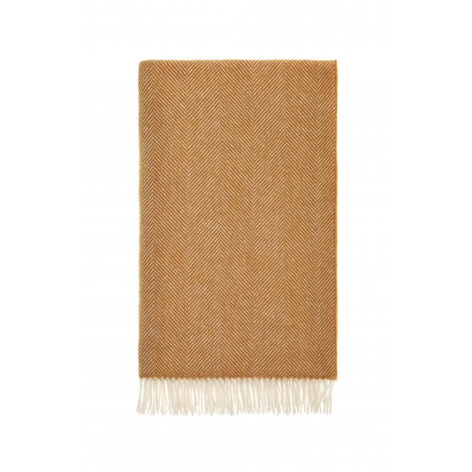 Bronte By Moon Pure New Wool Herringbone Throw | Pumpkin Spice