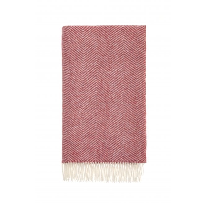Bronte By Moon Pure New Wool Herringbone Throw | Raspberry Ripple