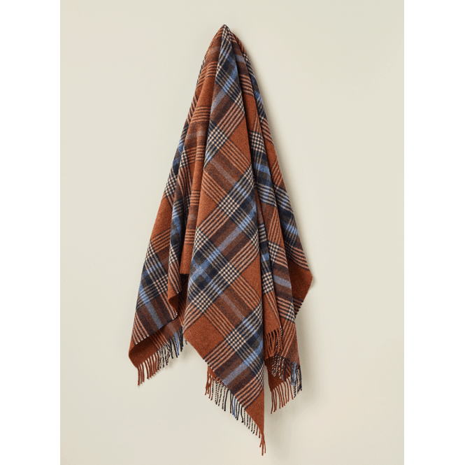 Bronte By Moon Pure Wool Christchurch Check Throw | Rust