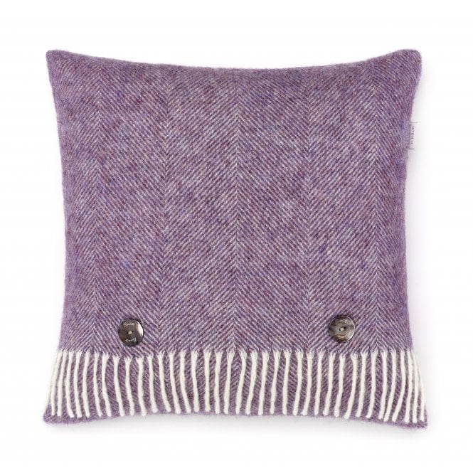 Bronte By Moon Pure Wool Herringbone Cushion | Lavender