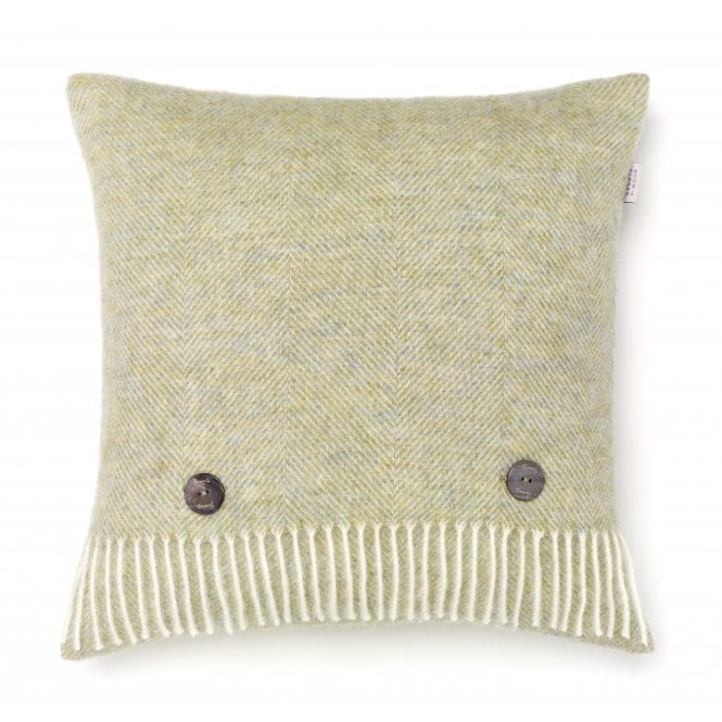 Bronte By Moon Pure Wool Herringbone Cushion | Sage