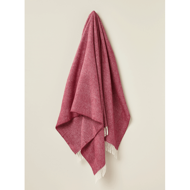 Bronte By Moon Pure Wool Herringbone Throw | Berry
