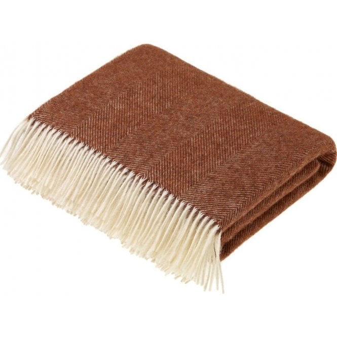 Bronte By Moon Pure Wool Herringbone Throw | Brick