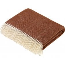 Pure Wool Herringbone Throw | Brick