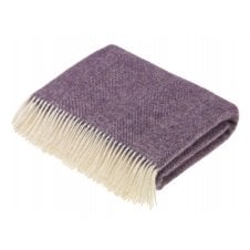 Pure Wool Herringbone Throw - Lavender