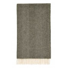 Pure Wool Herringbone Throw | Loden Green