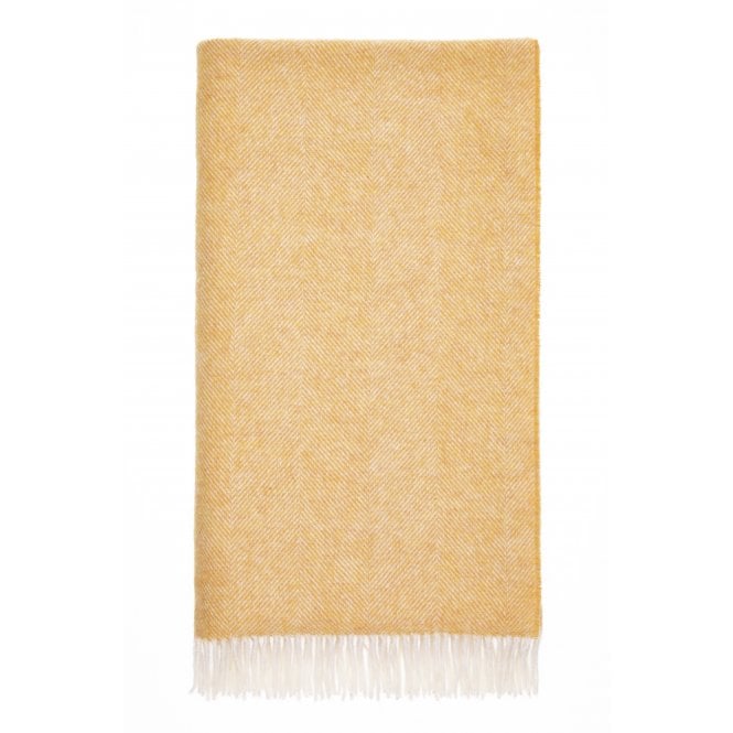 Bronte By Moon Pure Wool Herringbone Throw | Orange
