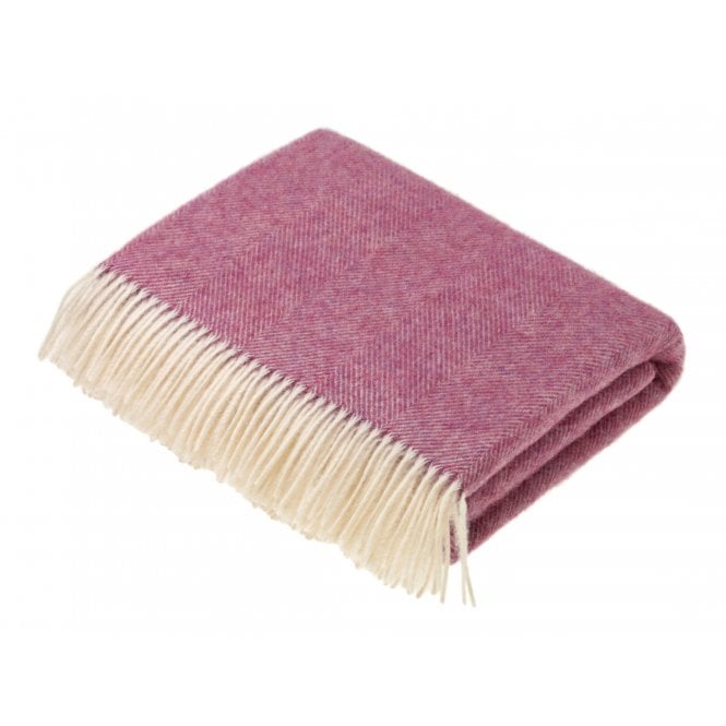 Bronte By Moon Pure Wool Herringbone Throw | Pink
