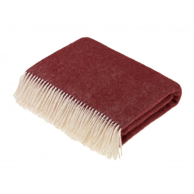 Bronte By Moon Pure Wool Herringbone Throw | Red