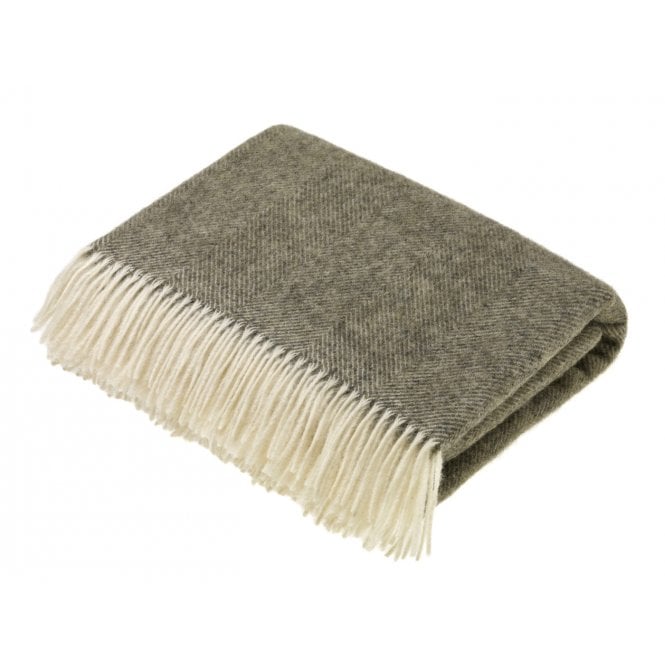 Bronte By Moon Pure Wool Herringbone Throw | Vintage Grey