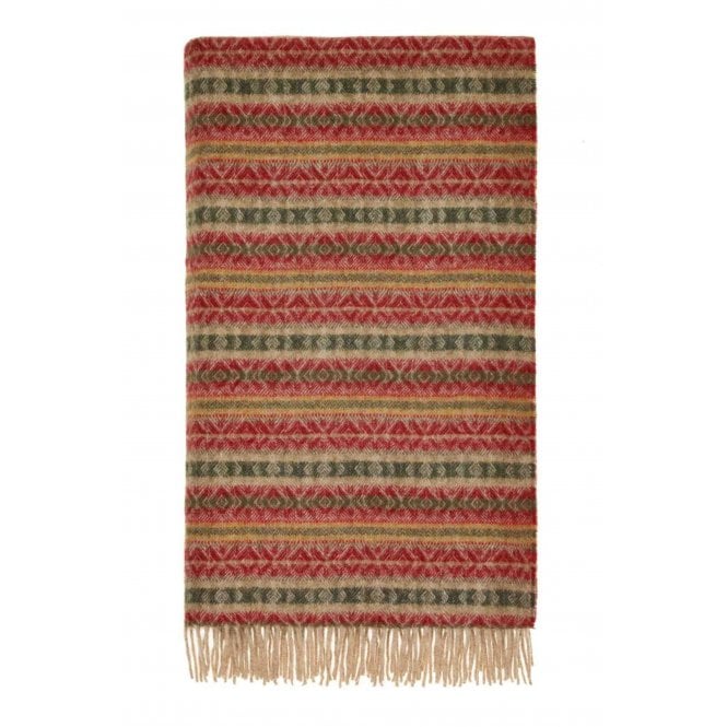 Bronte By Moon Pure Wool Throw | Ayr | Red & Olive