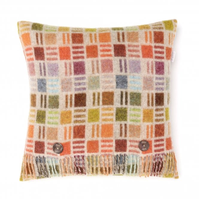 Bronte By Moon Rainbow Ribbon Merino Lambswool Cushion | Multi/Beige