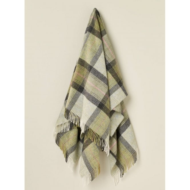 Bronte By Moon Skye Check Pure New Wool Throw | Green