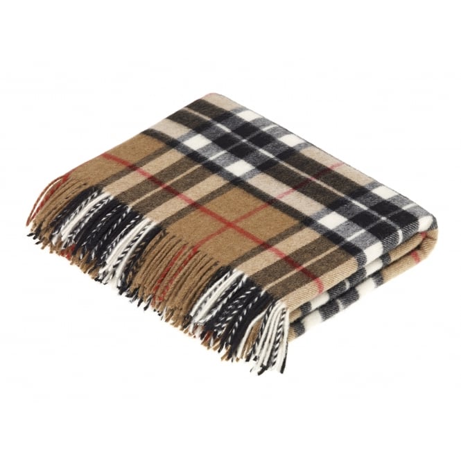 Bronte By Moon Thompson Tartan Lambswool Throw | Camel