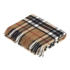 Thompson Tartan Lambswool Throw | Camel