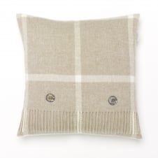 Windowpane Merino Lambswool Cushion - Beige