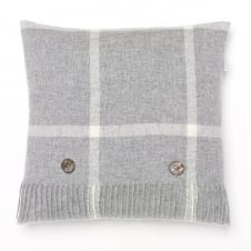 Windowpane Merino Lambswool Cushion - Grey