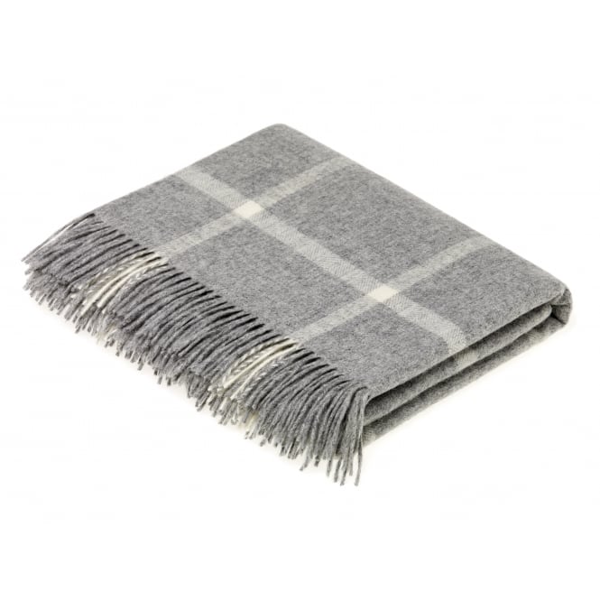 Bronte By Moon Windowpane Merino Lambswool Throw - Grey