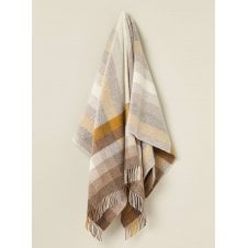 Woodale Stripe/Check Pure New Wool Throw | Gold