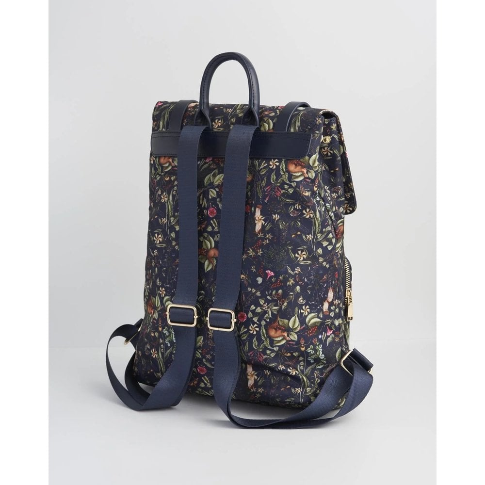 Fable England Dark Navy Floral Botanical Backpack with Gold Accents A Night main image 3