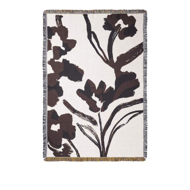 Ferm Living Cilla Tapestry Cotton Blanket/Throw |  Off-white/Dark Grape | 120cm  x 170cm