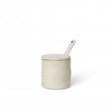 Flow Off-white Speckle Jam Jar with Spoon