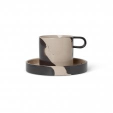 Inlay Cup with Saucer | Sand/Brown