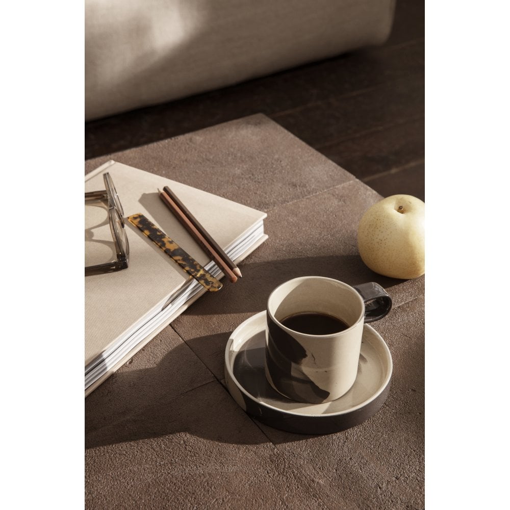 Buy Ferm Living Inlay Cup with Saucer | Sand/Brown | Black by Design