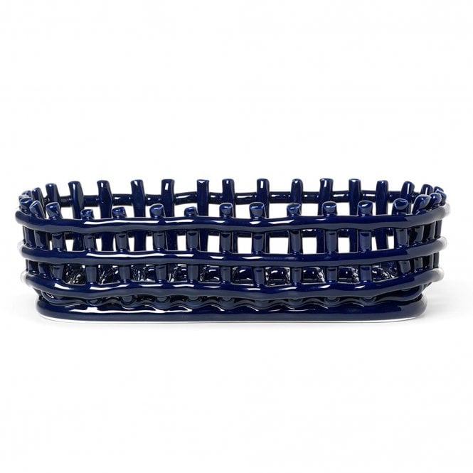 Ferm Living Oval Ceramic Basket/Bowl | Blue