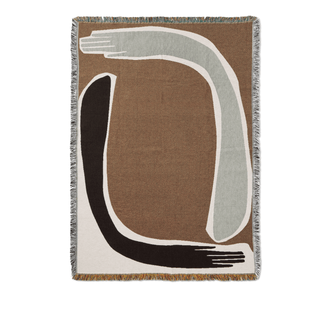 Ferm Living Pose Tapestry Cotton Blanket/Throw | Coffee | 120cm  x 170cm