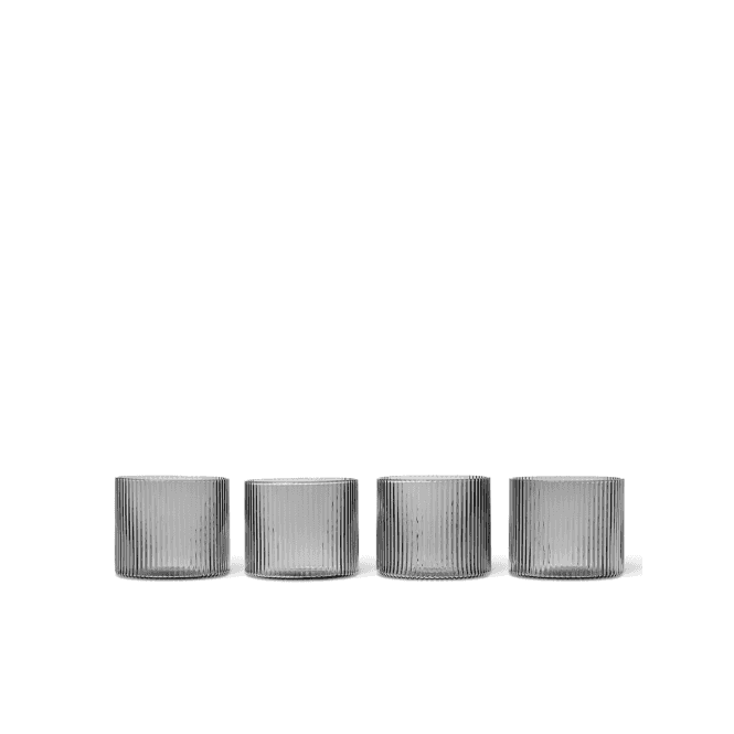 Ferm Living Ripple Low Glasses | Set of 4 | Smoke 