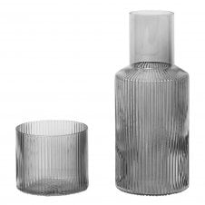 Smoked Grey Ripple Carafe Set | Small
