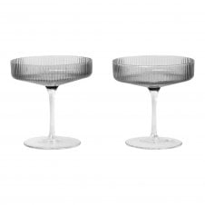 Smoked Grey Ripple Champagne Saucer | Set of 2