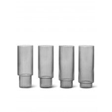 Smoked Grey Ripple Long Drink Glass | Set of 4