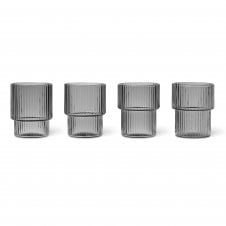 Smoked Grey Small Ripple Glass | Set of 4