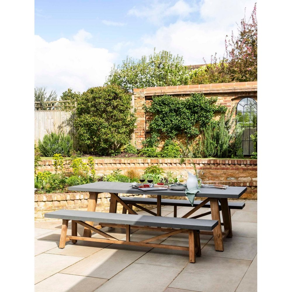 Garden Trading Chilford Table & Bench Set | Large | Black by Design