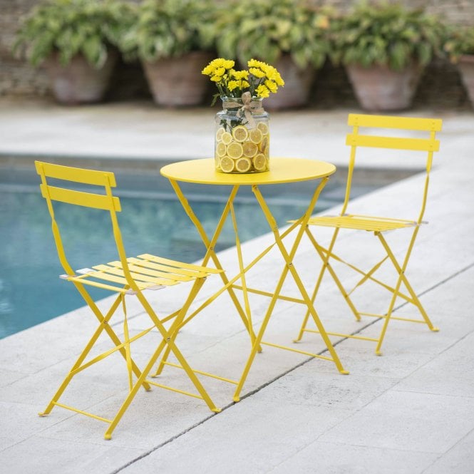 Garden Trading Rive Droite Bistro Set of Table and 2 Chairs - Lemon