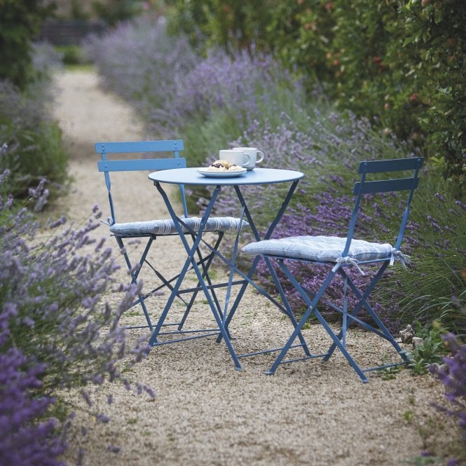 Garden Trading Rive Droite Bistro Set of Table and 2 Chairs | Lulworth Blue