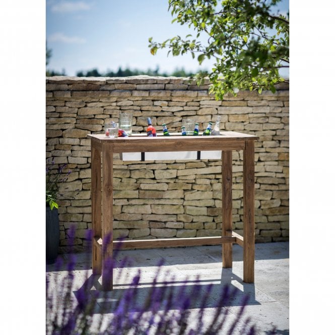 Garden Trading St Mawes Drinks/Planter Bar Table - 120cm - Reclaimed Teak