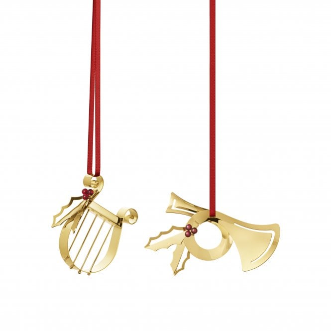 Georg Jensen 2026 Harp and Horn Christmas Ornament | Set of 2